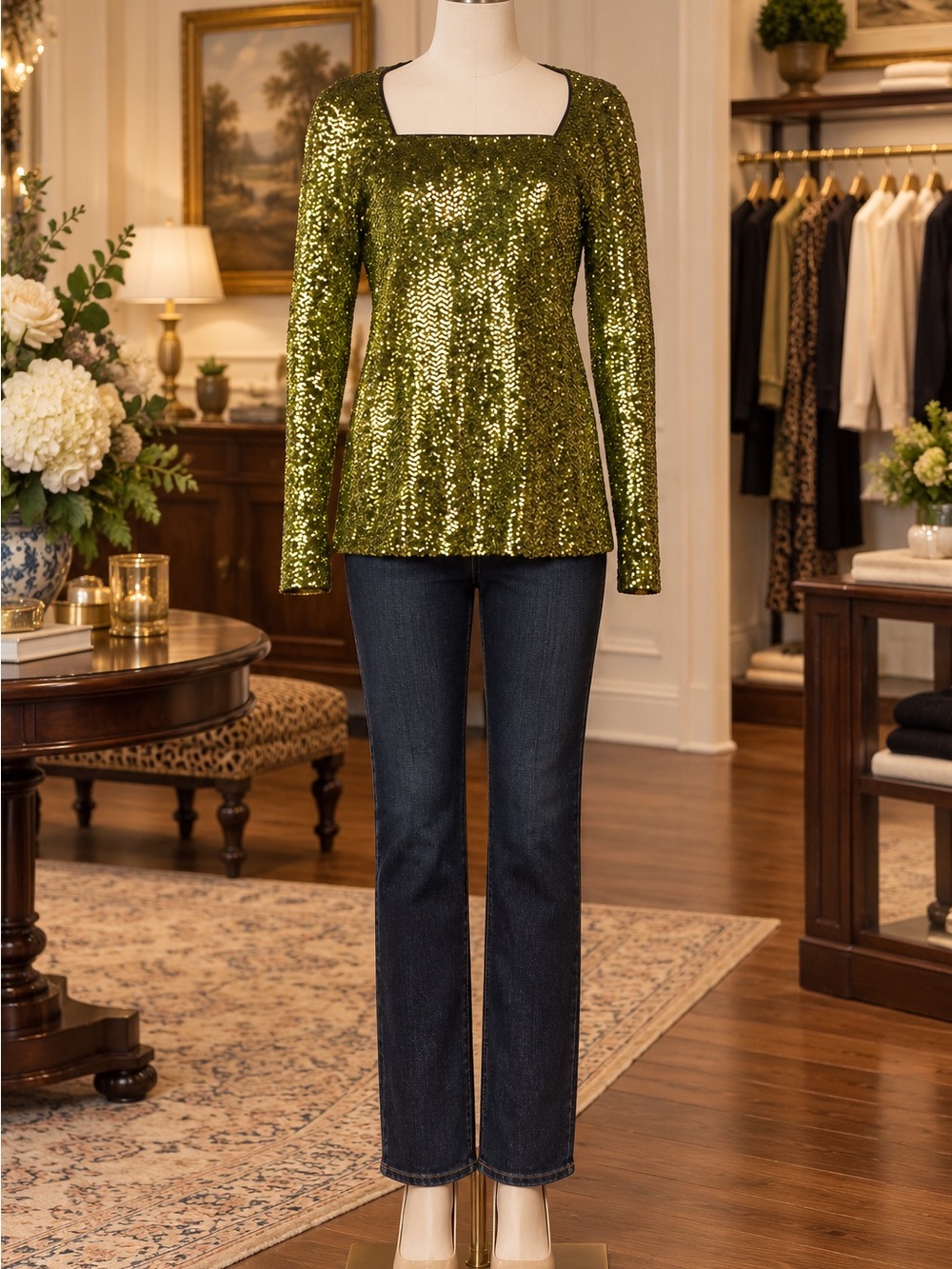 Pinko gold Sequin aubune Long-Sleeve fitted Tunic Top 38 /S New